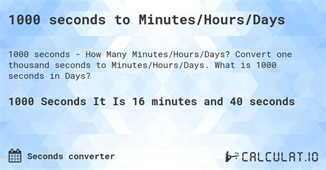Convert 1000 Secs to Minutes Fast!