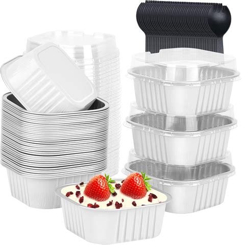 10Oz Mini Cake Pans With Lids 40 Pack Lnyzqus Aluminum Foil Square 10Oz Mini Cake Pans With Lids 40 Pack Lnyzqus Aluminum Foil Square