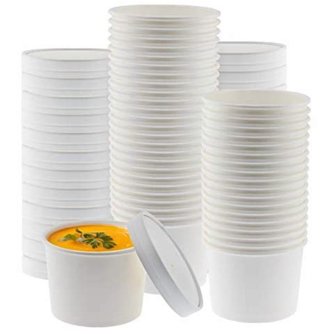 16 Oz White Paper Food Containers Vented Lids Go Hot Soup Temu