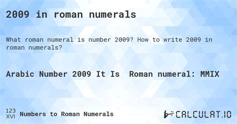 2009 In Roman Numerals Calculatio