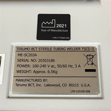 2021 Terumo Bct Tscd Ii Sterile Tubing Welder 1143 Welds 60 Day