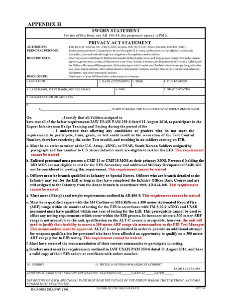 30 Army Sworn Statements Da Form 2823 Templatearchive