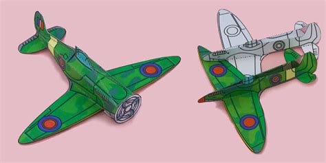 3D Wwii Spitfire Plane Paper Model Teacher Made Twinkl