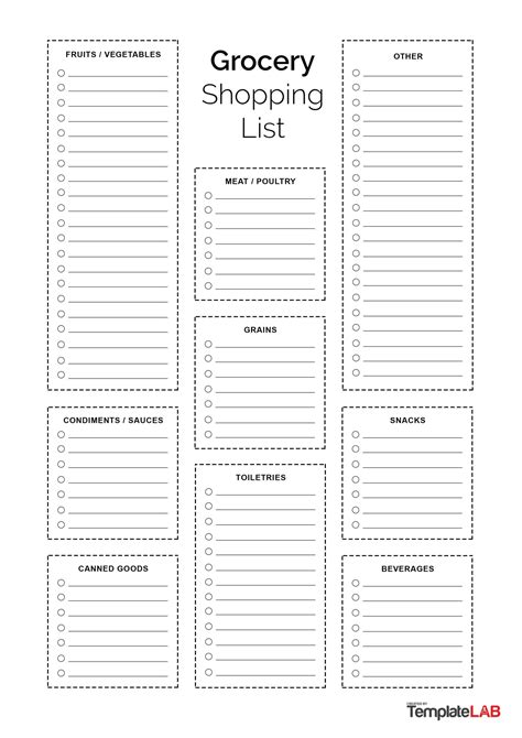 40 Printable Grocery List Templates Shopping List Templatelab