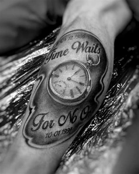 40 Time Waits For No Man Tattoo Designs For Men