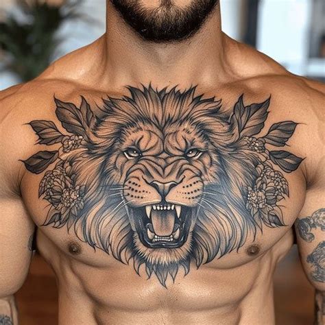 73 Awesome Lion Chest Tattoo Designs For Men Lion Chest Tattoo Lion