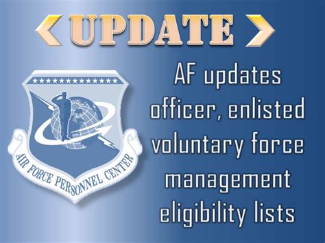 Af Updates Officer Enlisted Voluntary Force Management Eligibility Lists Joint Base San Antonio News Af Updates Officer Enlisted Voluntary Force Management Eligibility Lists Joint Base San Antonio News
