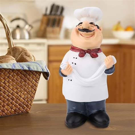 Agatigechef Figurines Statue Resin Italian Chef Kitchen Decor With