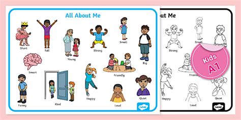 All About Me Vocabulary Words Tpt