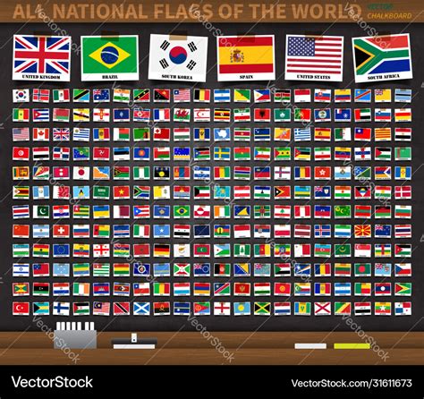 All National Flags World On Realistic Royalty Free Vector Vectorstock