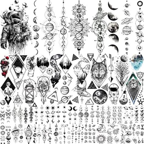 Amazon Com 33 Sheets Outer Space Temporary Tattoos For Kids Boys Girl Women Men Adults Children Geometry Astronaut Universe Fake Tattoo Star Moon Solar Syetem Beauty Personal Care