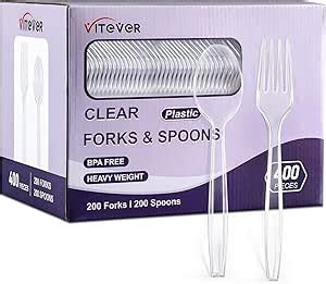 Amazon Com 400 Count Clear Plastic Forks And Spoons Set Bulk Heavy