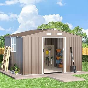 Amazon Com Alaulm 10 Amp 39 X8 Amp 39 Outdoor Storage Shed Outdoor Galvanized