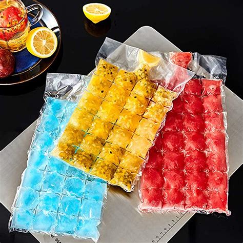 Amazon Com Disposable Ice Cube Bag 100 Pack 2400 Ice Cubes 100 Bags Ice Cube Trays Home Kitchen