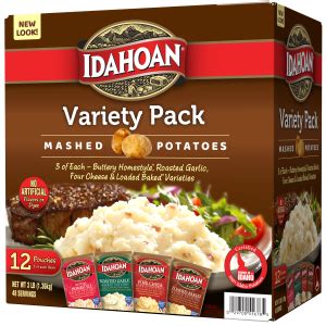 Amazon.com : Idahoan Flavored Mashed Potatoes Variety Pack, Made With  Naturally Gluten-Free 100% Real Idaho Potatoes, Box Of 12 Pouches :  Packaged Mashed Potatoes : Grocery & Gourmet Food