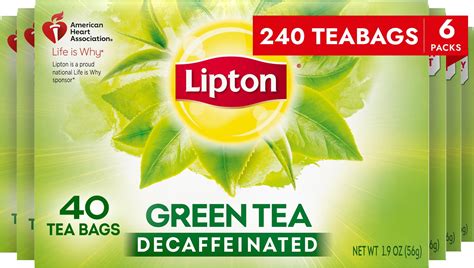 Amazon Com Lipton Decaf Green Tea Bags Unsweetened Iced Or Hot Tea Bags 240 Total Tea Bags 40Ct Pack Of 6