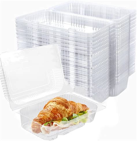 Amazon Com Maomoto 100 Pack Clear Hinged Food Container To Go Containers With Clear Lids Cake Slice Containers Clamshell Takeout Tray For Sandwiches Dessert Cakes Cookies Salads Industrial Scientific