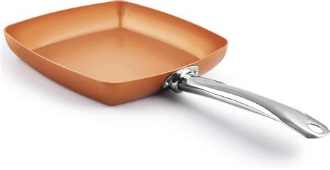 Amazon Com Non Stick Copper Square Frying Pan 9 5 Amp Quot Chef Skillet With