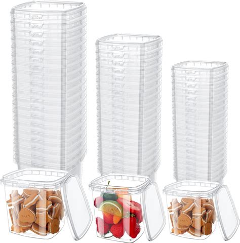 Amazon Com Sliner 60 Sets Square Deli Containers With Lids Clear Food