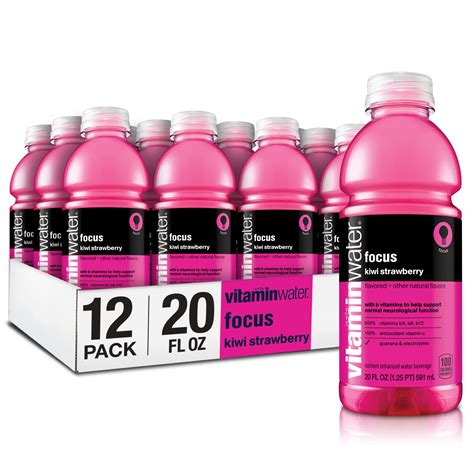 Amazon Com Vitaminwater Focus Kiwi Strawberry Nutrient Enhanced Flavored Water Beverage 20 Fl Oz Bottles 12 Pack Grocery Gourmet Food