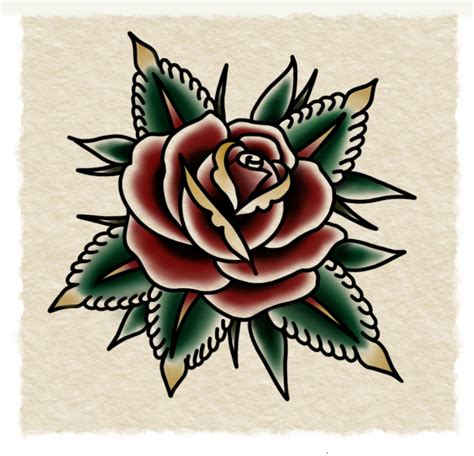 American Traditional Rose Tattoo
