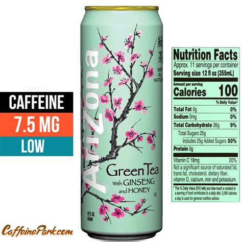 Arizona Green Tea Caffeine Content How Much Is In