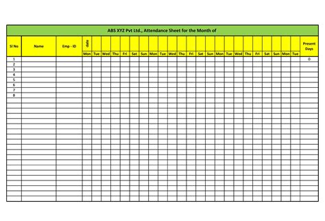 Attendance Sheet Excel Template 50 Free Example Redlinesp