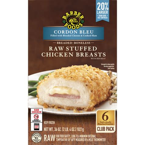 Barber Foods Uncooked Breaded Cordon Royale Boneless Stuffed Chicken Barber Foods Uncooked Breaded Cordon Royale Boneless Stuffed Chicken