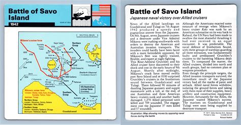 Battle Of Savo Island 1942 War At Sea Ww2 Edito Service Sa 1977 Card