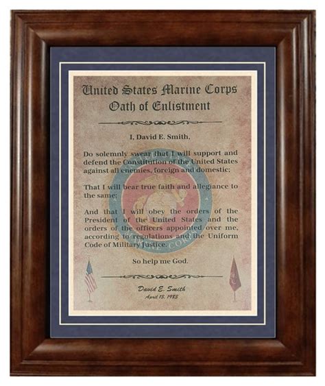 Best U S Marine Corps Oath Of Enlistment Certificate Personalized