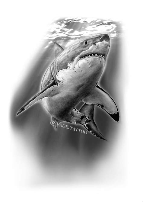 Black And Grey Shark Tattoo Design