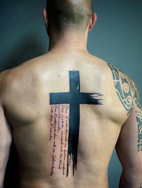 Black Cross Tattoo On Back