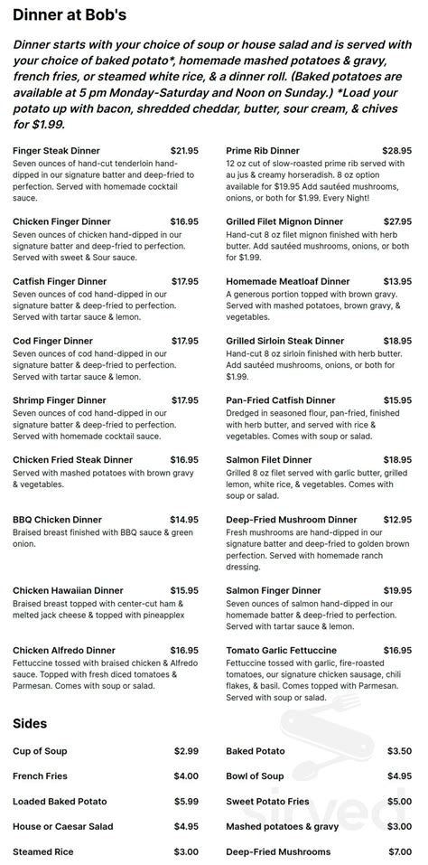 Bob Amp 39 S Restaurant Amp Lounge Nampa Id 83687 Menu Reviews Hours