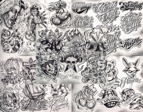 Boog From The Streets With Love Gangsta Style Tattoo Flash 10 Sheet Set