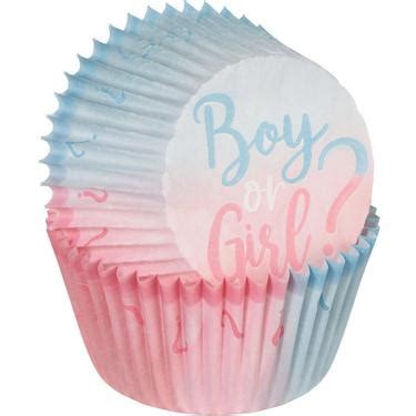 Boy Or Girl Gender Reveal Paper Baking Cups 75Ct The Big Reveal Party City