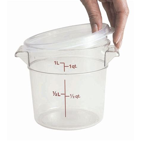 Cambro Camwear 1 Qt Round Clear Plastic Food Storage Container 6 1