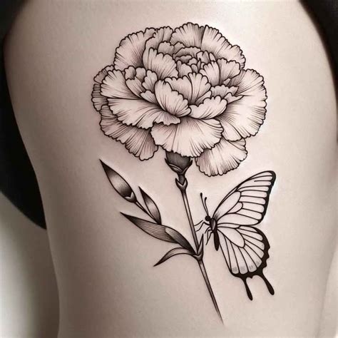 Carnation And Butterfly Tattoo Korai Birth Flowers