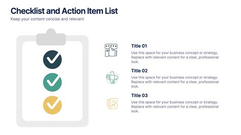 Checklist And Action Item List Powerpoint Template And Google Slides Theme