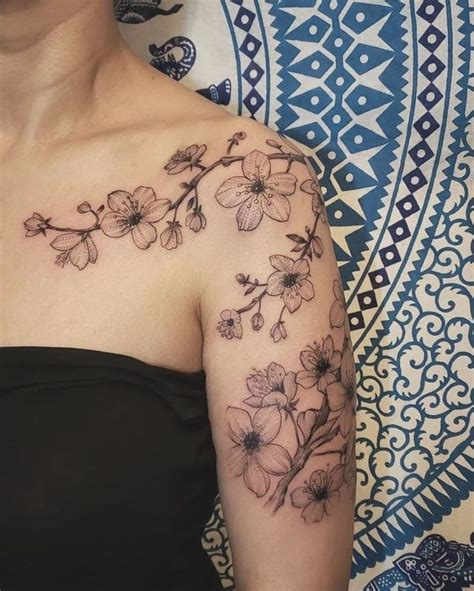 Cherry Blossom Shoulder Tattoo