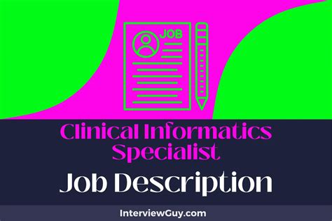 Clinical Informatics Specialist Job Description Updated For 2025