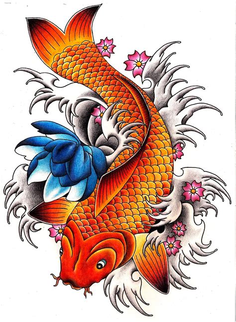 Colored Koi Fish Tattoo Design Tattoo Style Trends