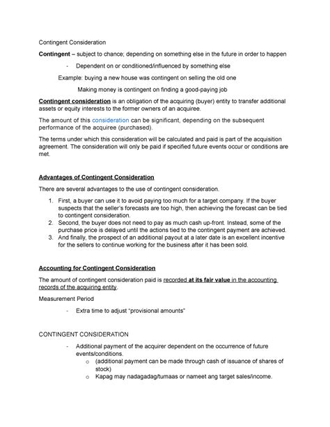 Contingent Subject To Chance