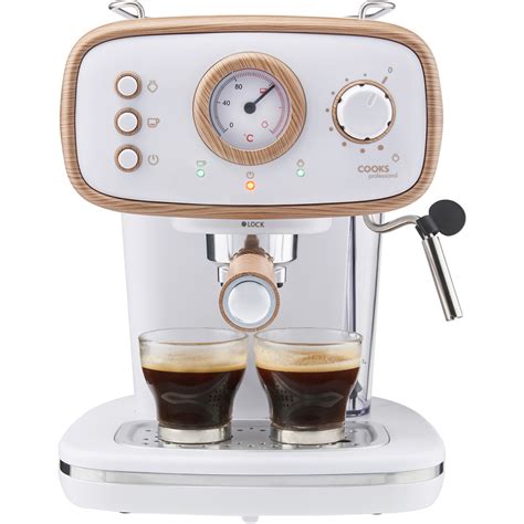 Cooks Professional Nordic White Coffee Machine Espresso Maker Wilko