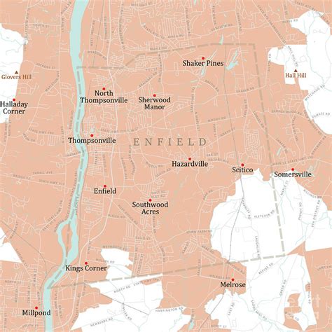 Ct Hartford Enfield Vector Road Map Zip Pouch