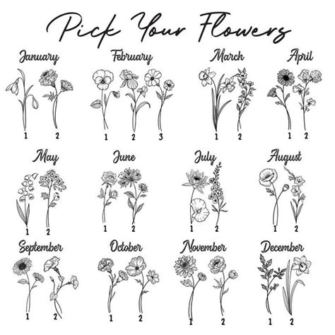 Custom Birth Flower Bouquet Family Birth Month Tattoo, 60% Off