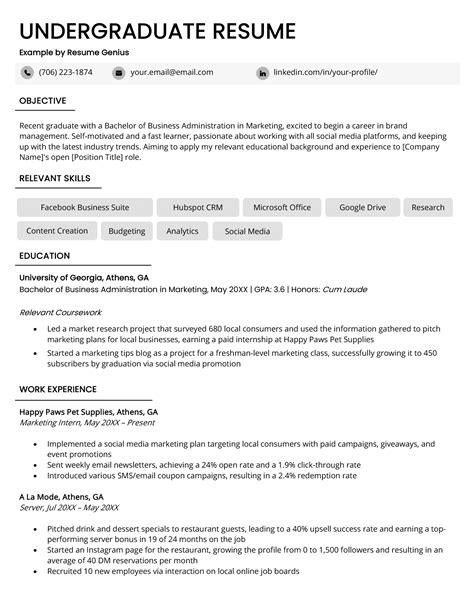 Cv Templates For Undergraduate Students Printable Education Templates
