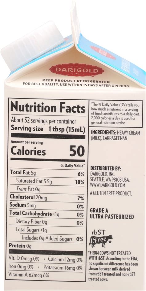 Darigold Heavy Cream Nutrition At Zane Stirling Blog