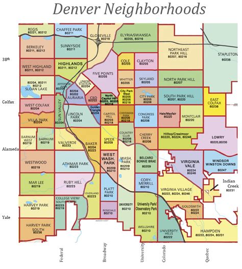 Denver Neighborhood Map In Red And Yellow
