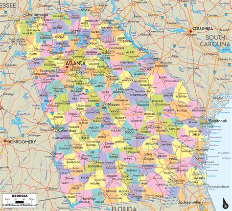 Detailed Map Of Georgia With Cities Counties And Roads Ezilon Maps
