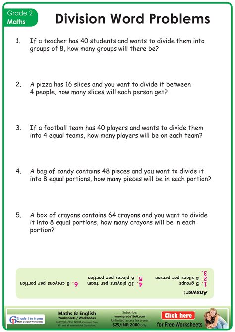 Division Word Problems Worksheets 15 Worksheets Com